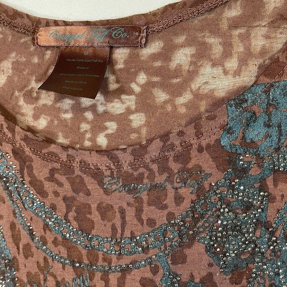 Cowgirl Tuff Co VTG Burnout L/S Top Womens SIZE MEDIUM Shirt Western Y2k Rodeo - Picture 2 of 10